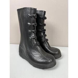 Servus Storm Master Rubber Work Boots Mens Size 7 Black Buckle Over The Shoes